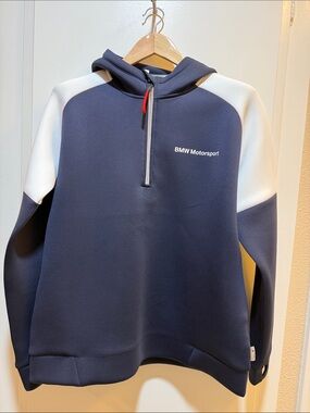BMW Navy and White Zip-Up Motorsport Hoodie